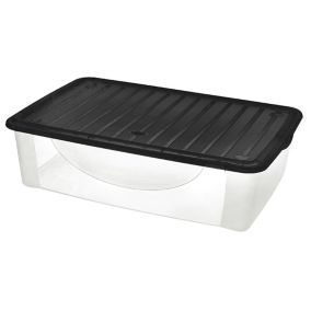 Black & Transparent Rattan effect 42L Polypropylene (PP) Stackable Nestable Storage box