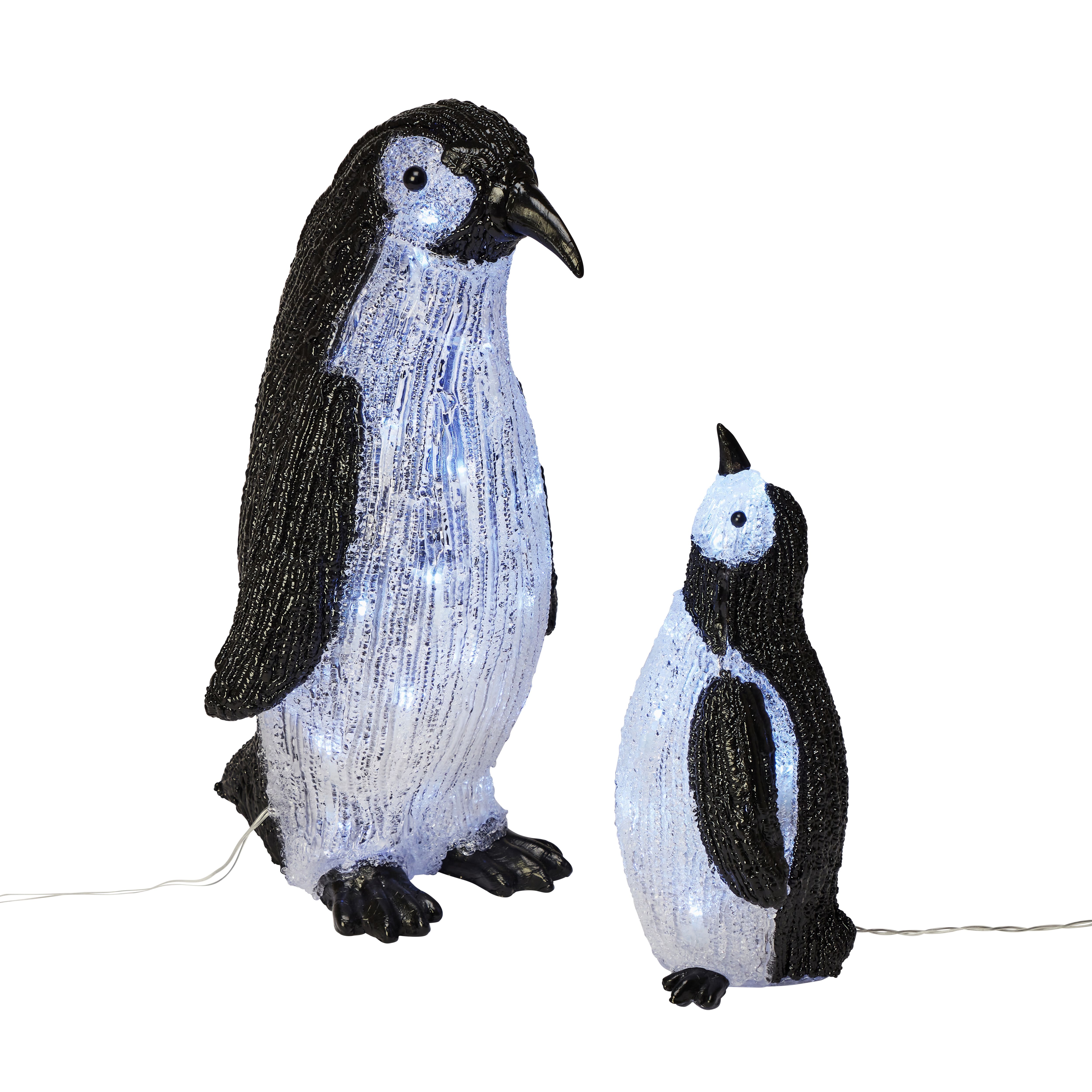 Black & White Mama & Baby Penguin LED Electrical christmas decoration Set of 2