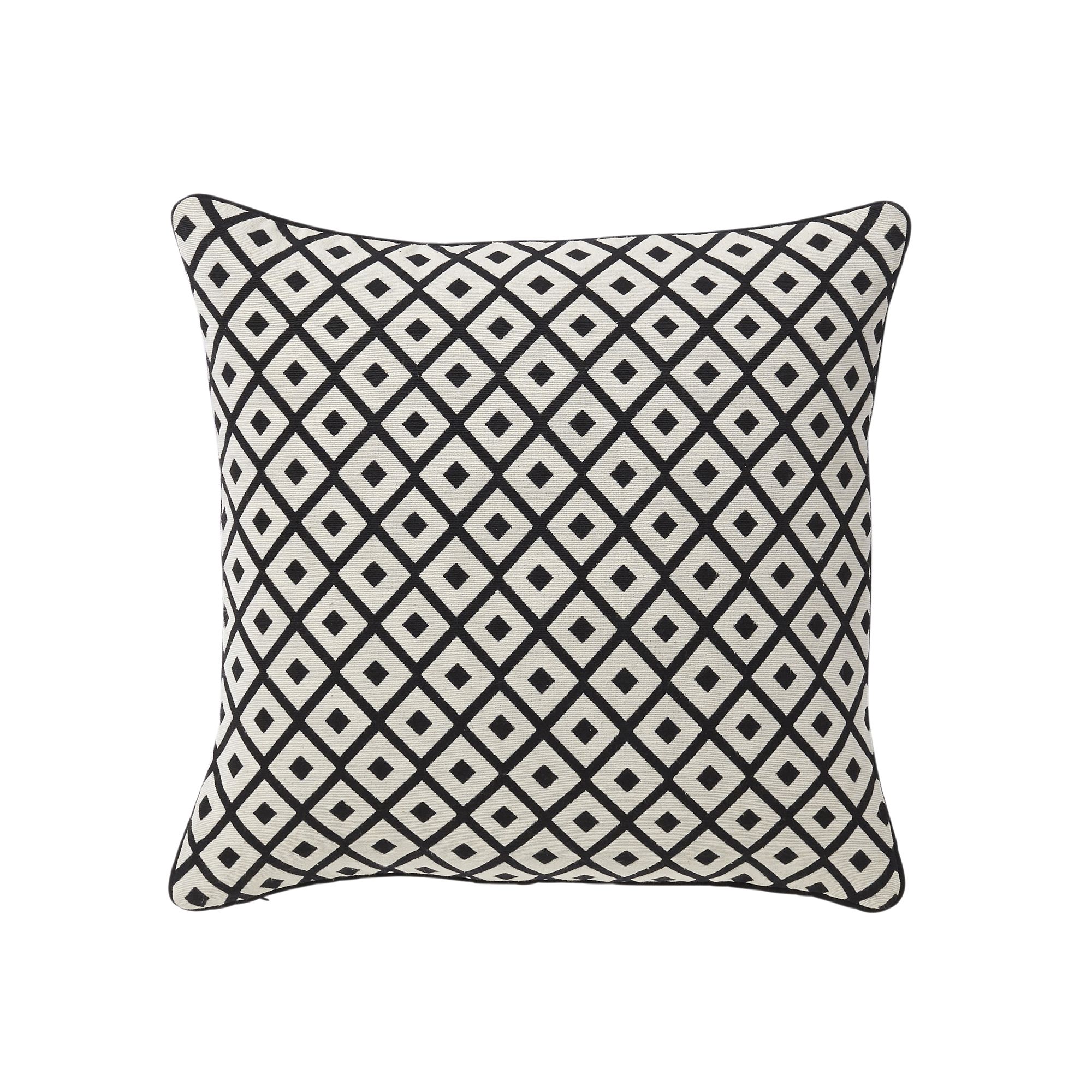 Black & White Patterned Woven & jacquard effect Indoor Cushion (L)40cm (W)40cm