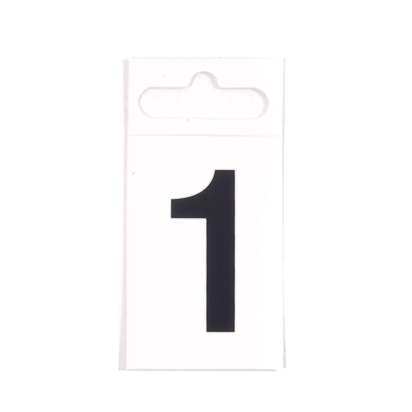 Black white Plastic Self adhesive Door number 1 H 50mm W 30mm