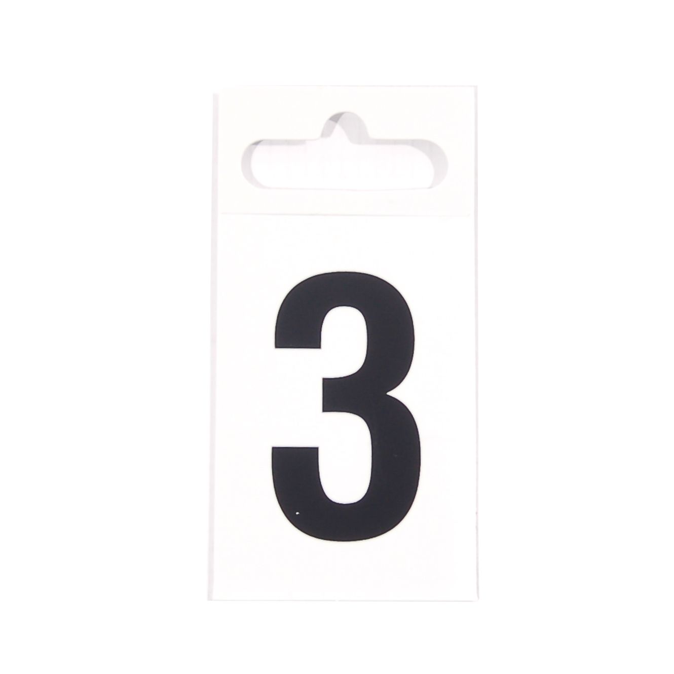 Black & white Plastic Selfadhesive Door number 3, (H)50mm (W)30mm