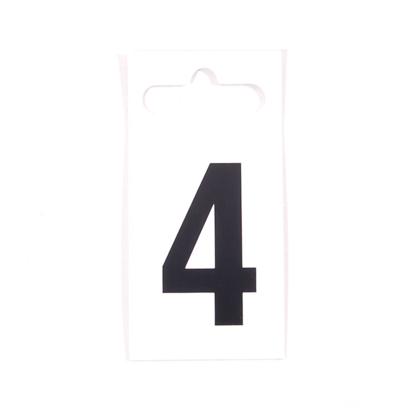 Black & white Plastic Selfadhesive Door number 4, (H)50mm (W)30mm