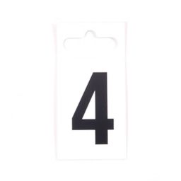 Black & white Plastic Self-adhesive Door number 4, (H)50mm (W)30mm
