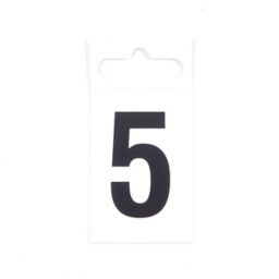 Black & white Plastic Self-adhesive Door number 5, (H)50mm (W)30mm
