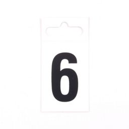 Black & white Plastic Self-adhesive Door number 6, (H)50mm (W)30mm