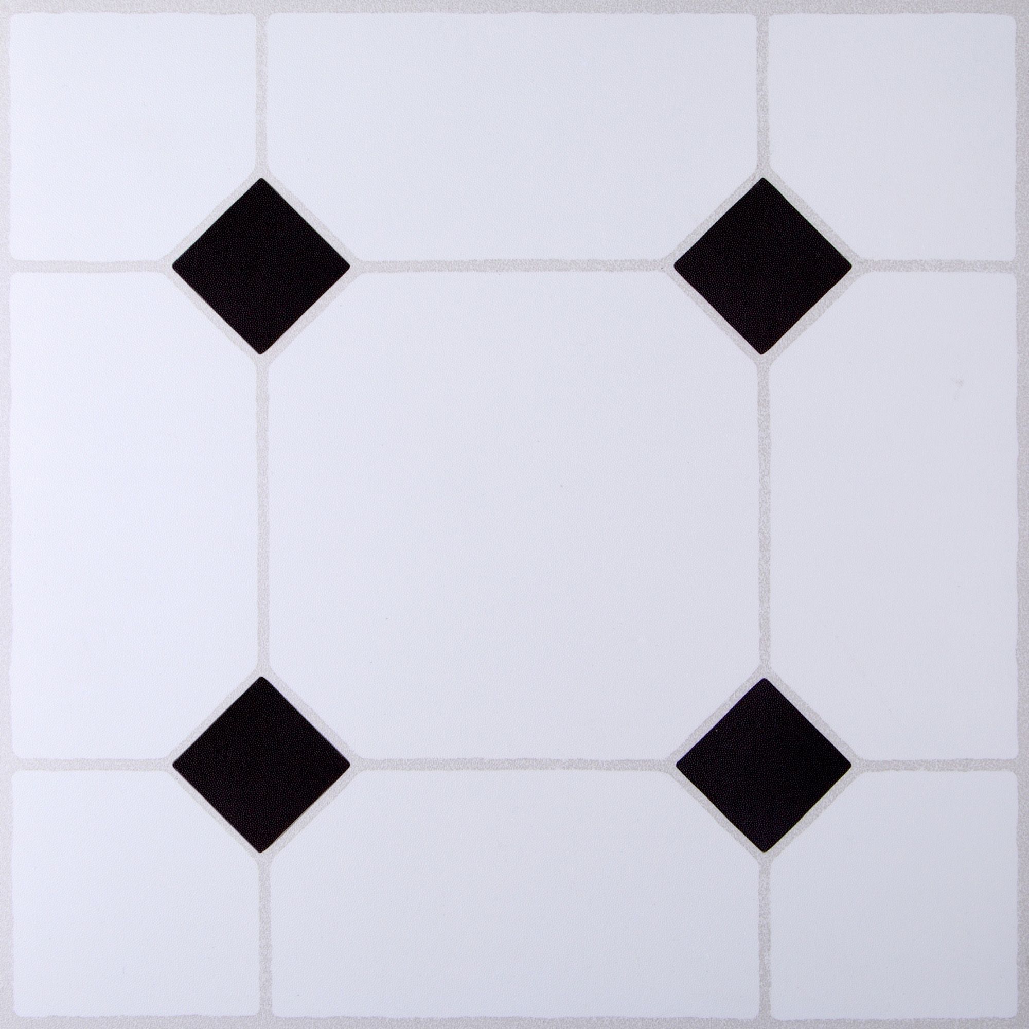 Black & white Tile effect Vinyl tile, Pack of 11