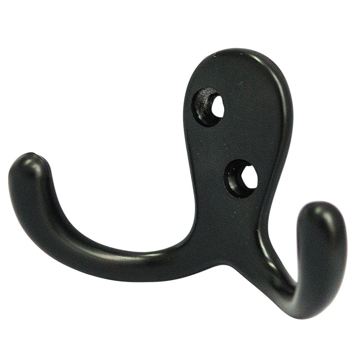 Black Zinc alloy Double Robe Hook H 71.5mm W 28mm DIY at B Q