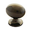 Black Zinc alloy Nickel effect Oval Cabinet Knob (Dia)24.5mm