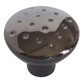 Black Zinc alloy Nickel effect Round Dimple Furniture Knob (Dia)27mm, Pack of 6