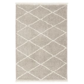 Blake Beige Shaggy berber Large Rug, (L)230cm x (W)155cm