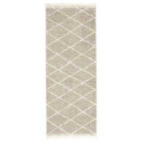 Blake Beige Shaggy berber Large Runner, (L)200cm x (W)80cm