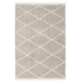 Blake Beige Shaggy Medium Rug, (L)160cm x (W)120cm