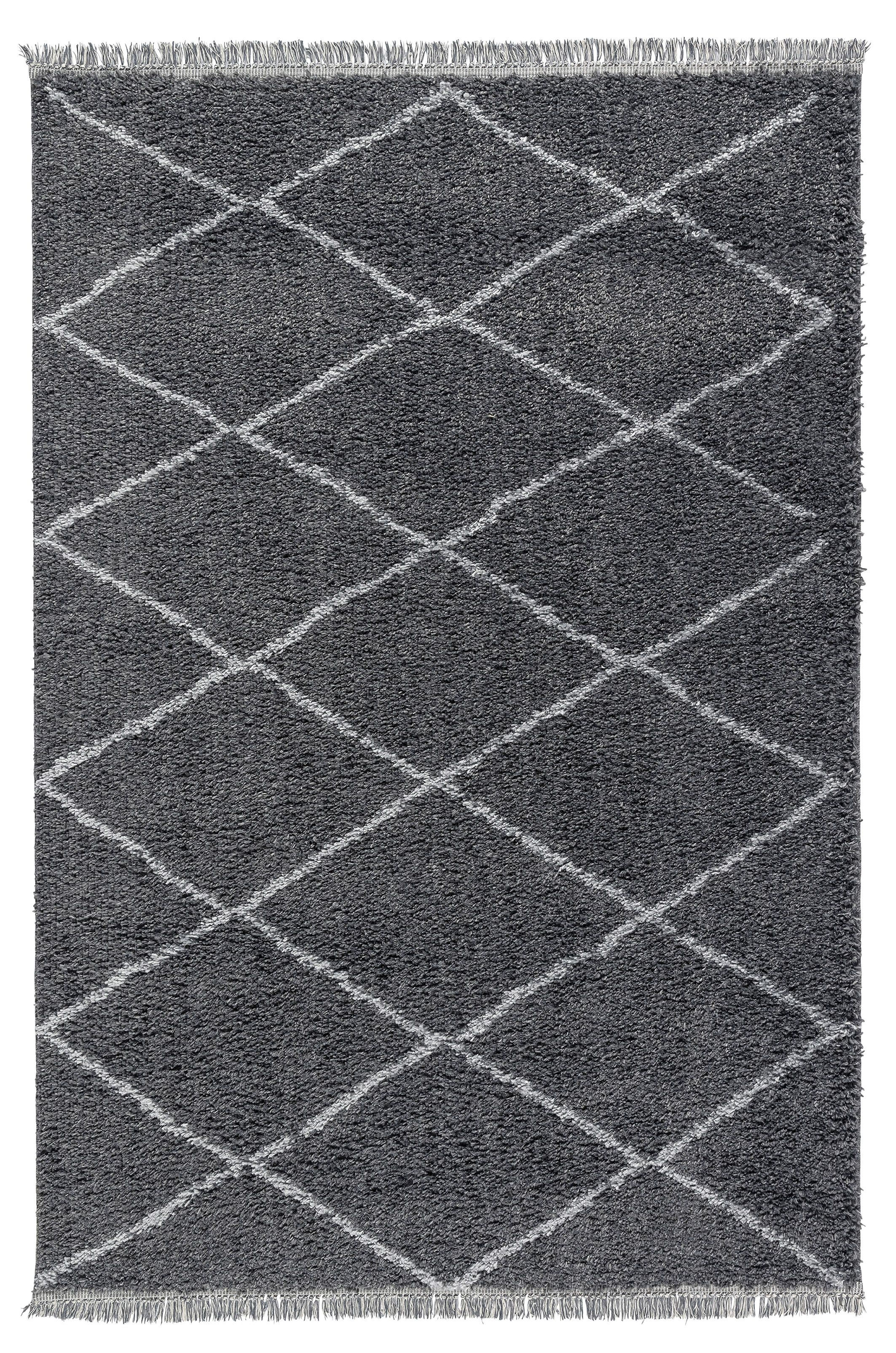 Blake Charcoal Shaggy berber Large Rug, (L)230cm x (W)155cm