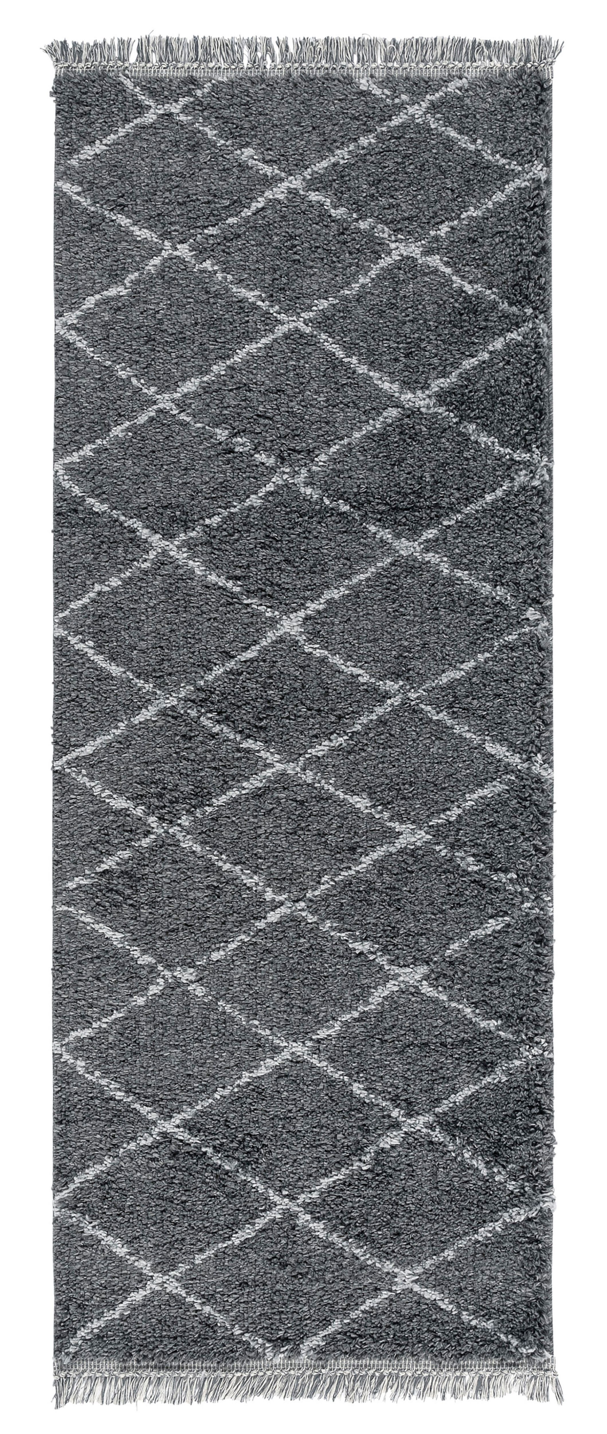 Blake Charcoal Shaggy berber Large Runner, (L)200cm x (W)80cm