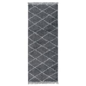 Blake Charcoal Shaggy berber Large Runner, (L)200cm x (W)80cm