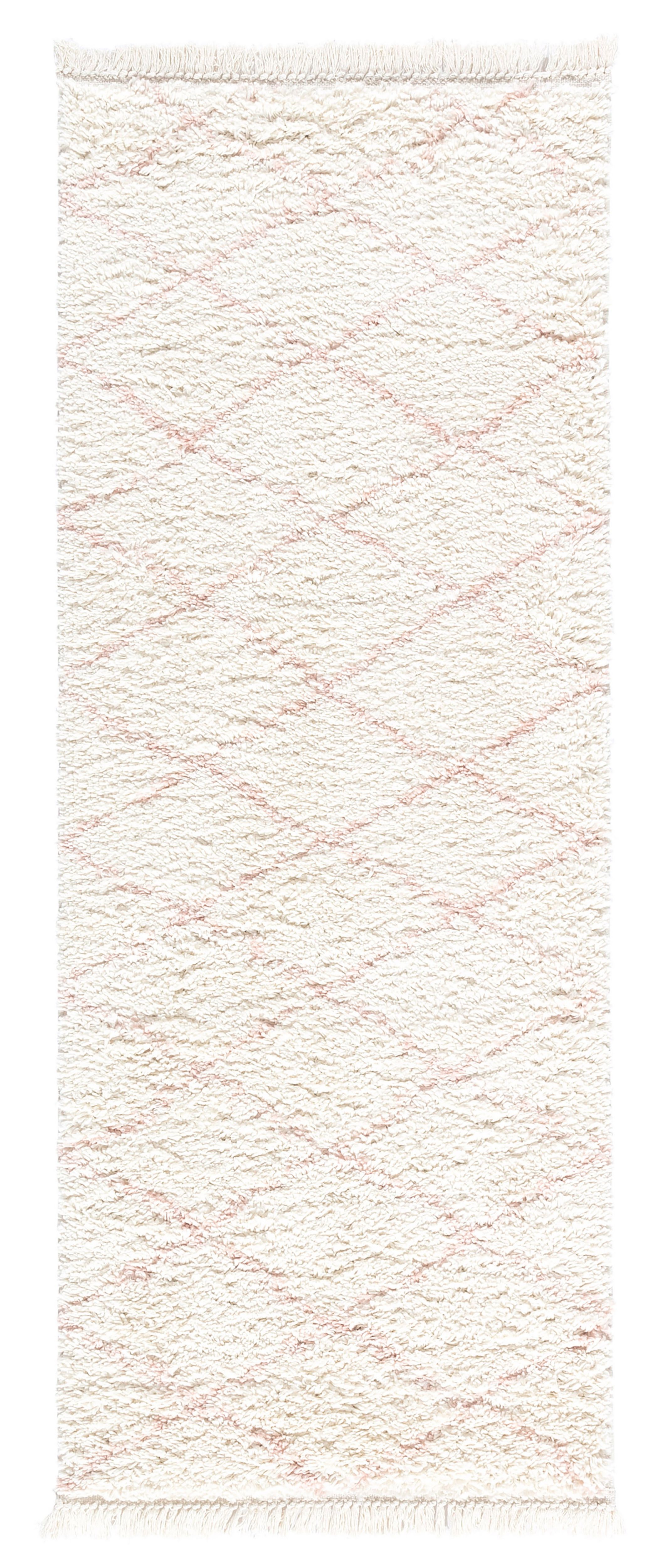 Blake Cream & rose Shaggy berber Large Runner, (L)200cm x (W)80cm