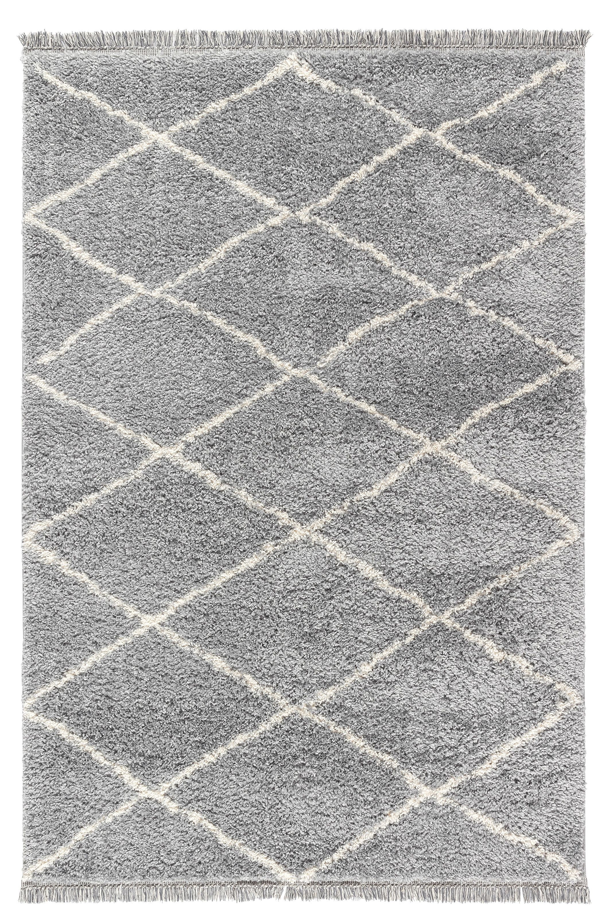 Blake Silver Shaggy berber Large Rug, (L)230cm x (W)155cm