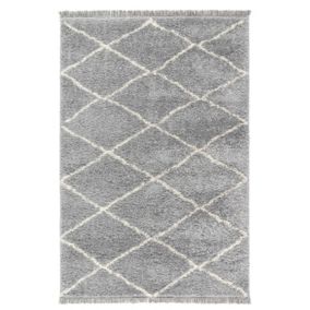 Blake Silver Shaggy berber Large Rug, (L)230cm x (W)155cm