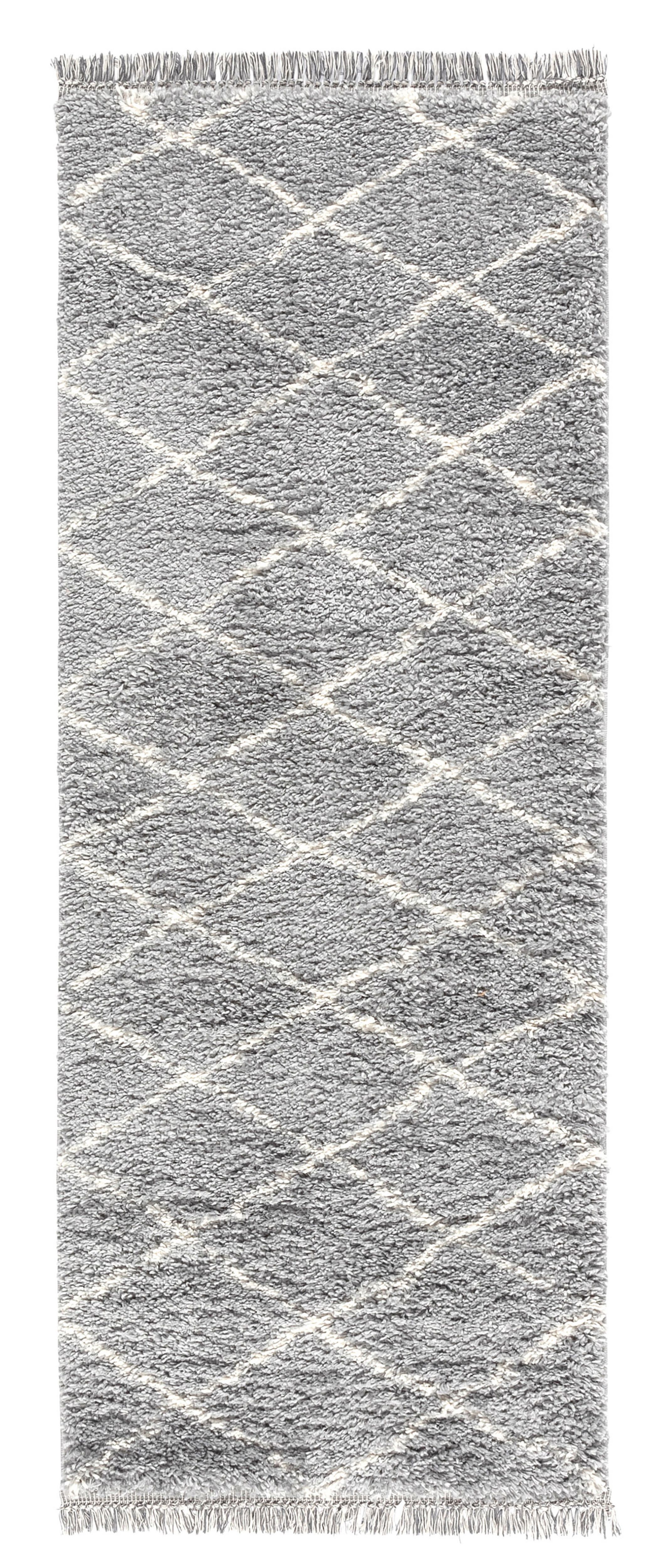 Blake Silver Shaggy berber Large Runner, (L)200cm x (W)80cm