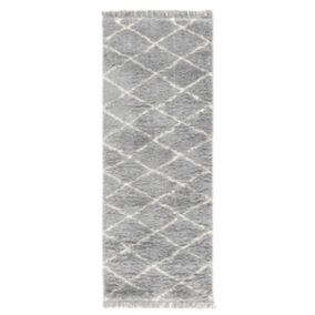 Blake Silver Shaggy berber Large Runner, (L)200cm x (W)80cm