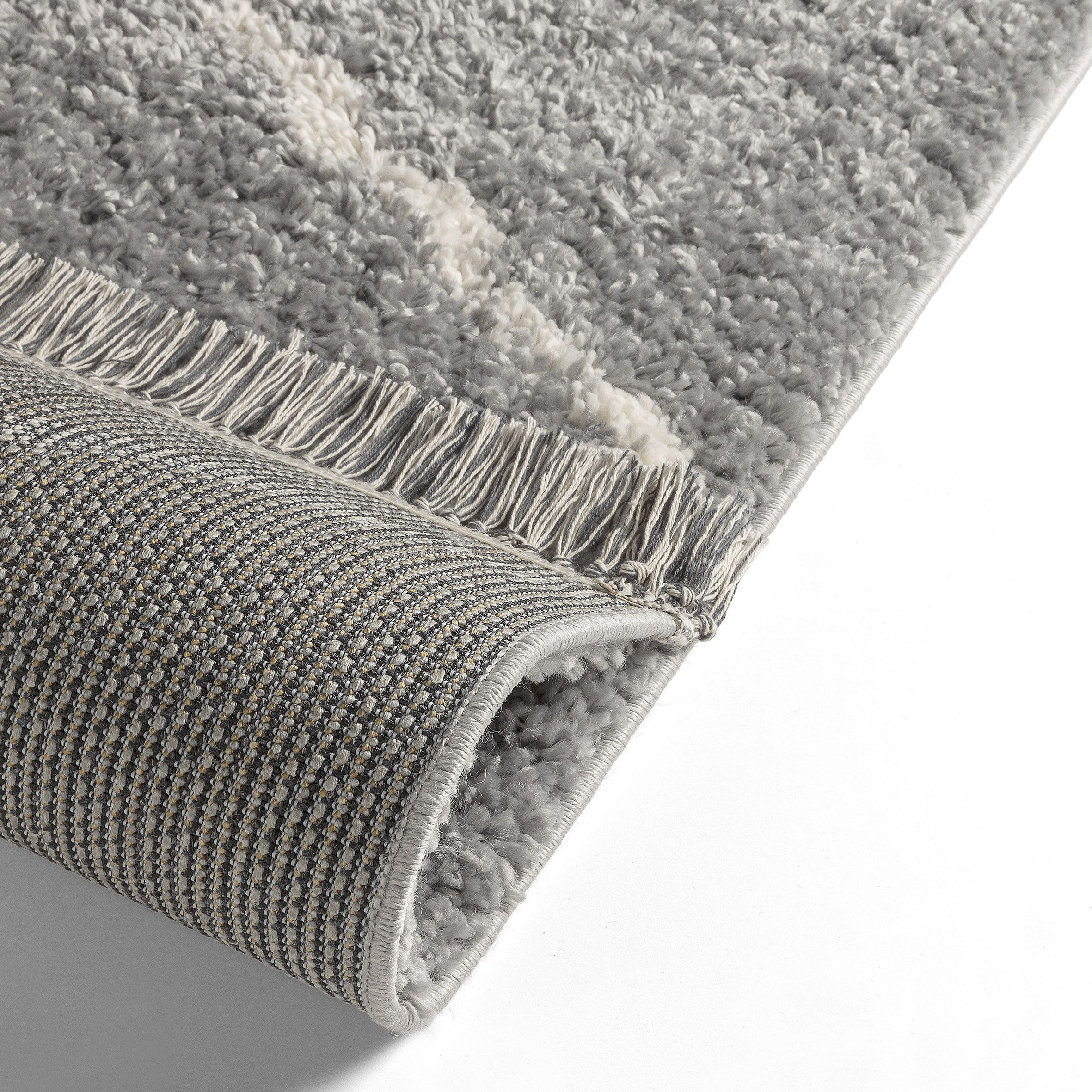 Blake Silver Shaggy berber Large Runner, (L)200cm x (W)80cm