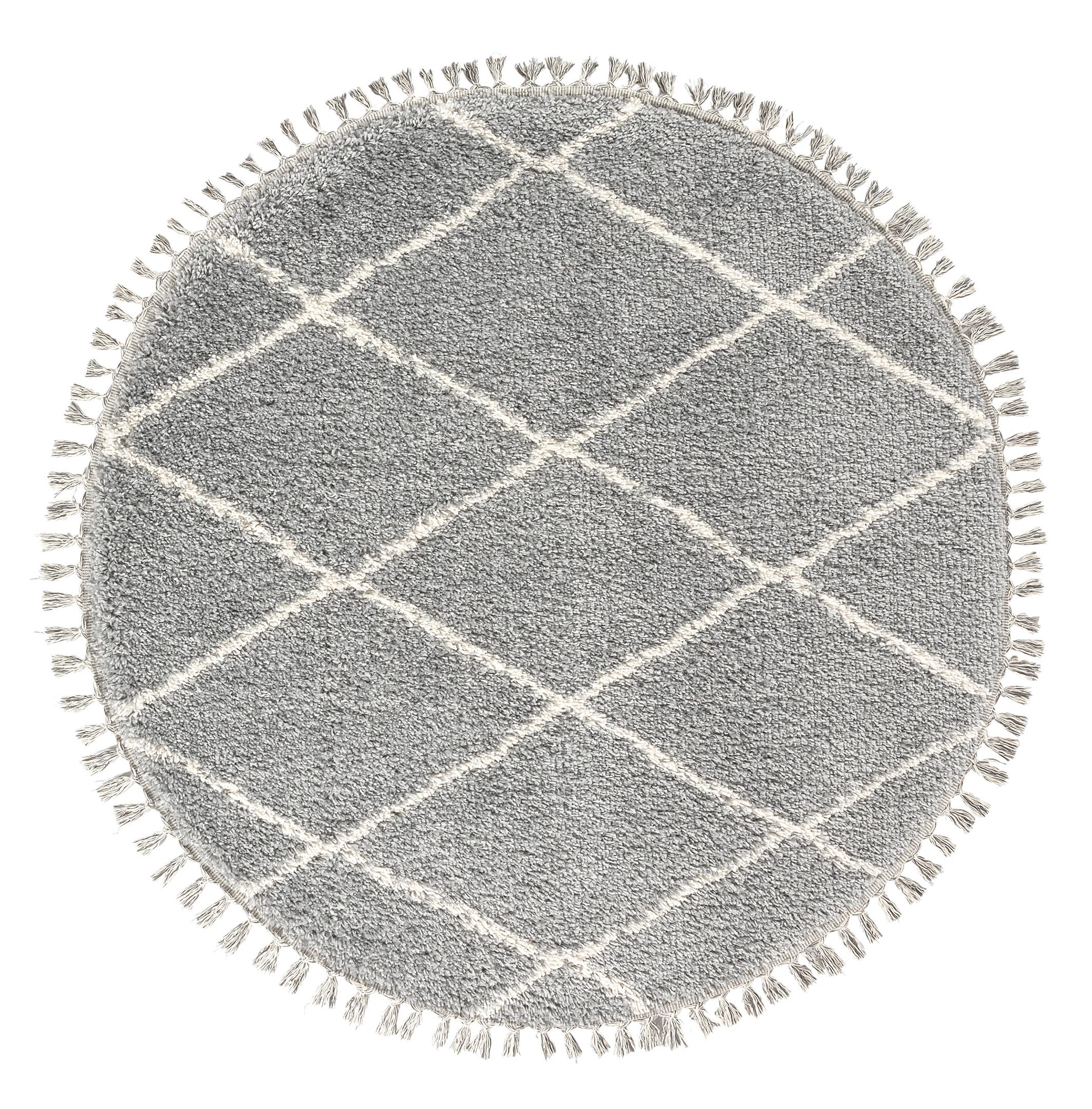 Blake Silver Shaggy berber Medium Rug, (L)120cm x (W)120cm