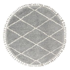 Blake Silver Shaggy berber Medium Rug, (L)120cm x (W)120cm