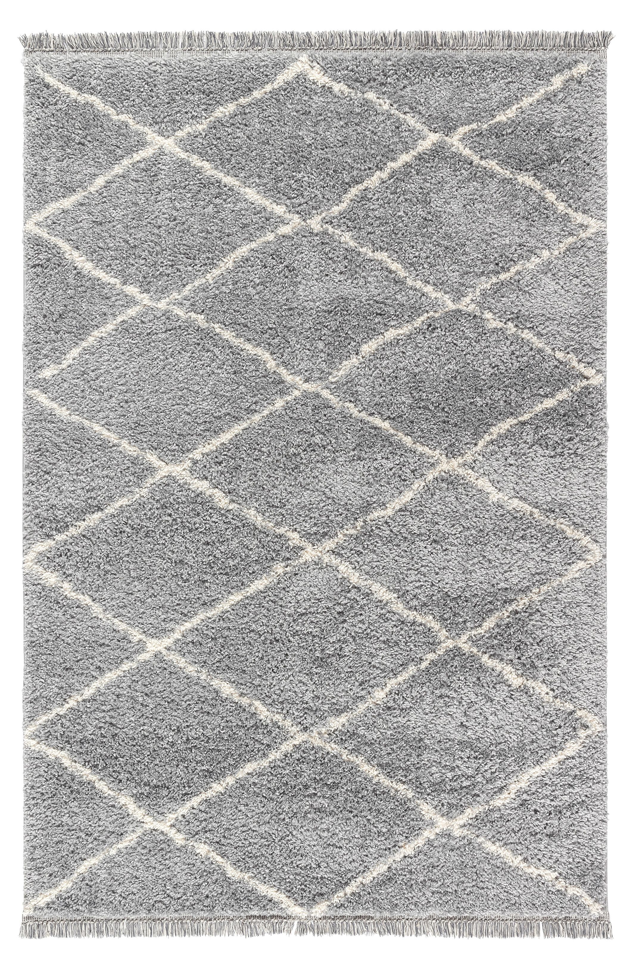 Blake Silver Shaggy berber Rug 230cmx155cm | DIY at B&Q