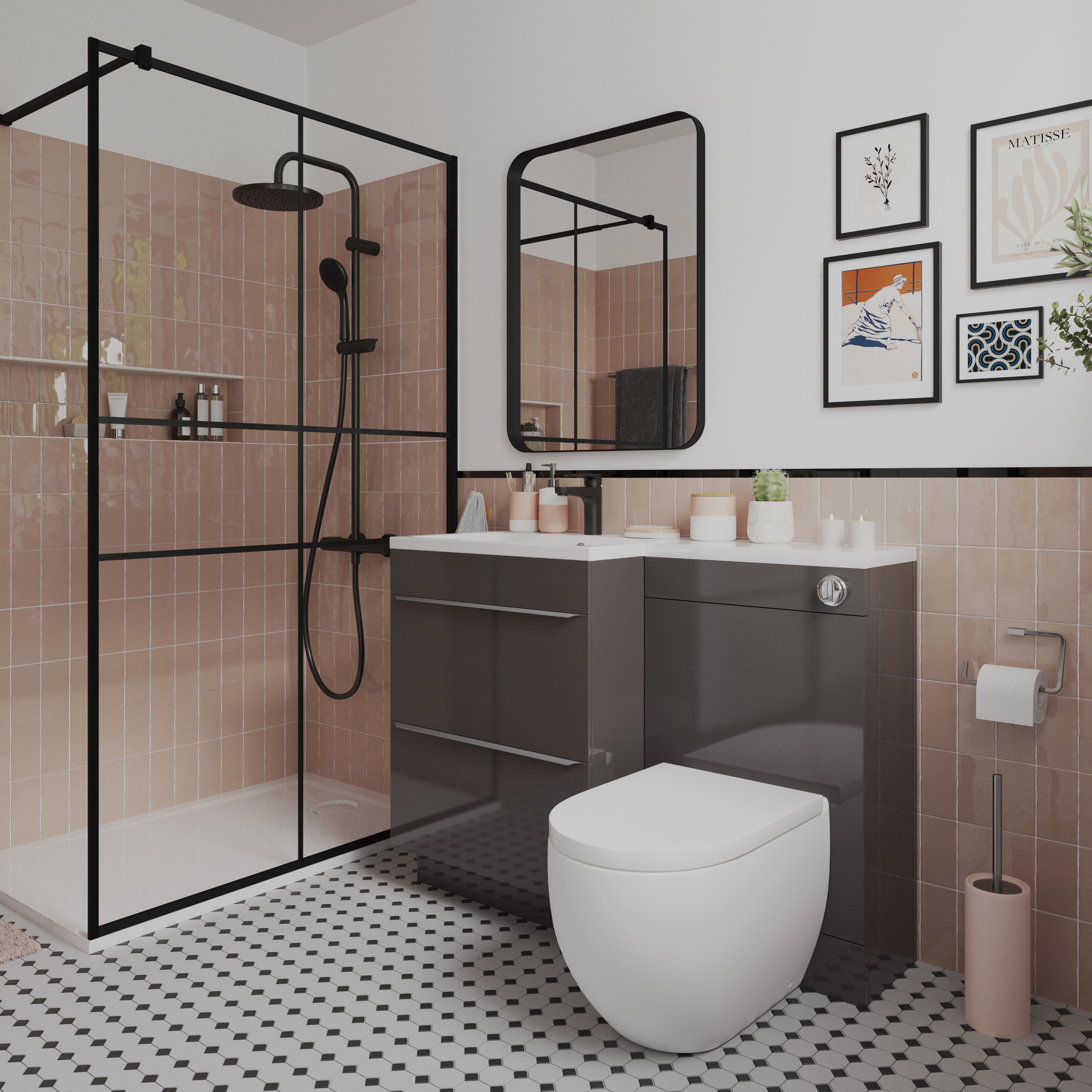 Blizi Black & white Ceramic Mosaic tile sheet - 7