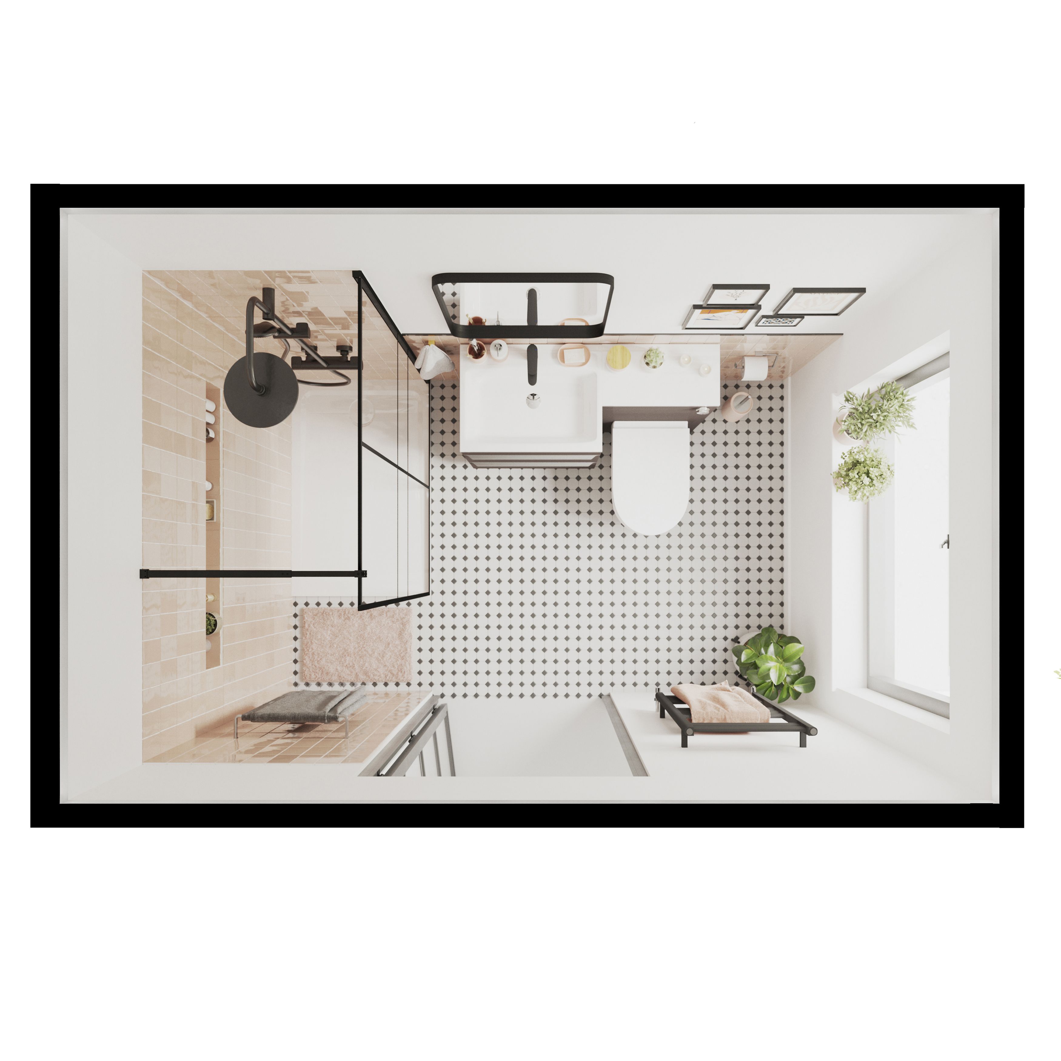 Blizi Black & white Ceramic Mosaic tile sheet - 8