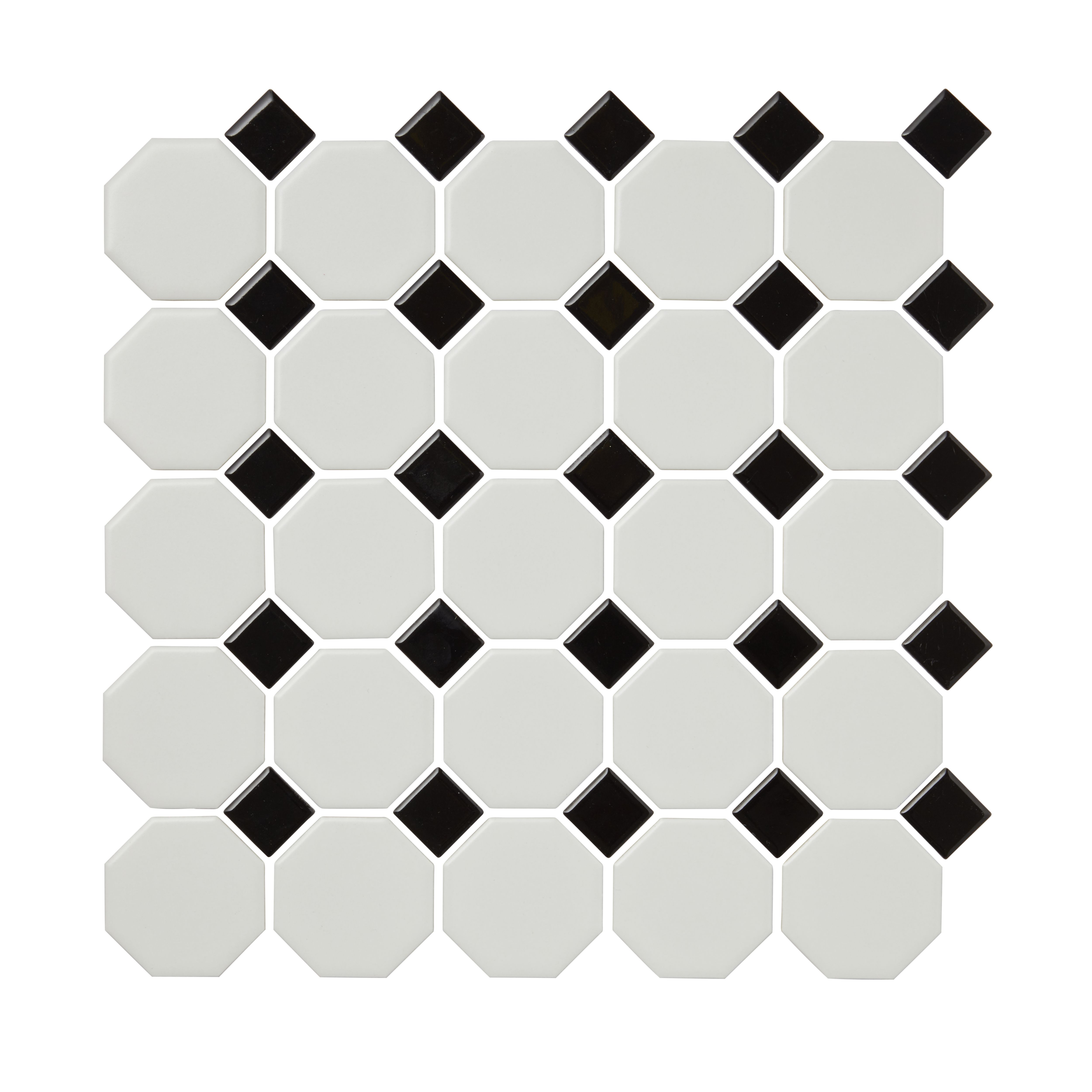 Blizi Black & white Ceramic Mosaic tile sheet