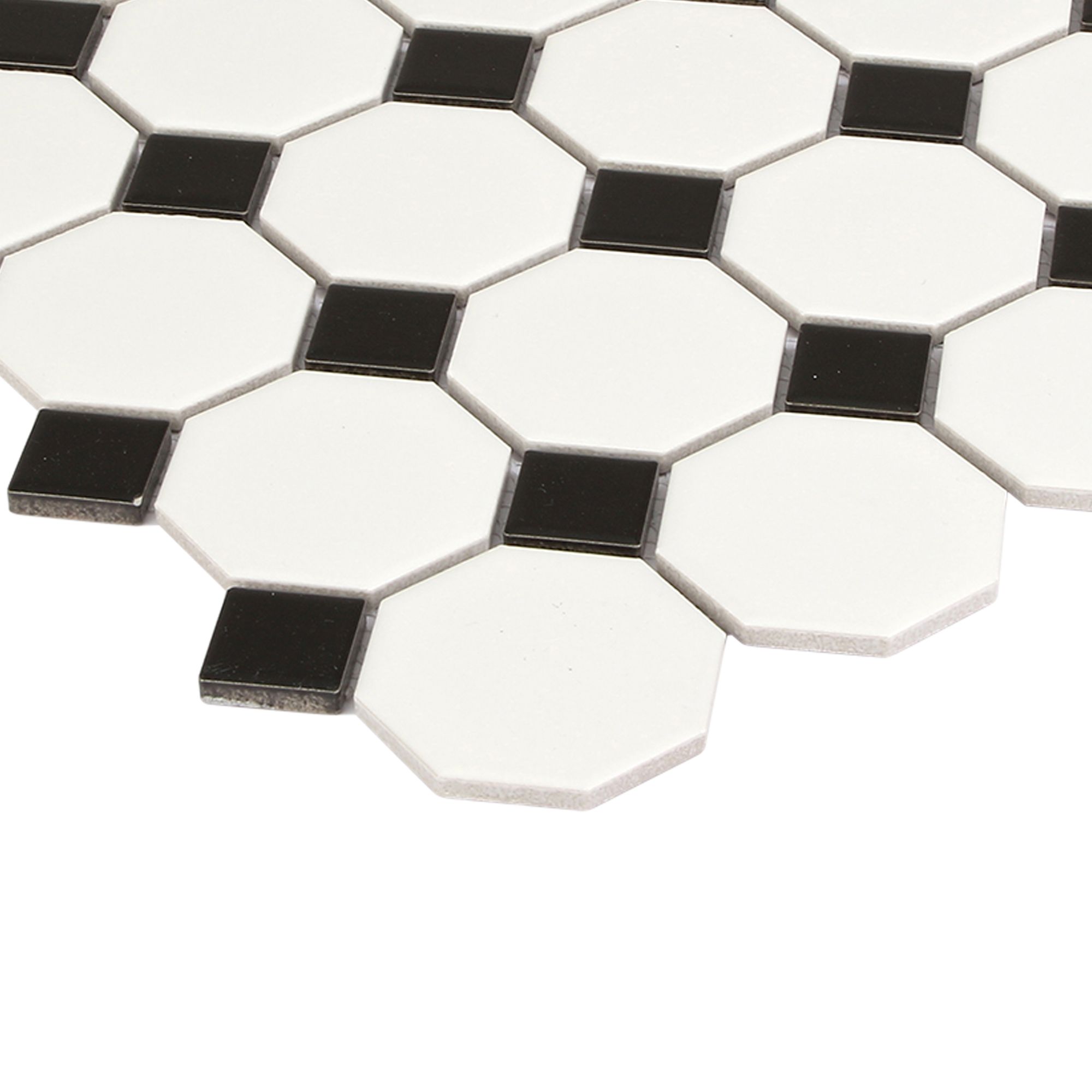 Blizi Black & white Ceramic Mosaic tile sheet - 4