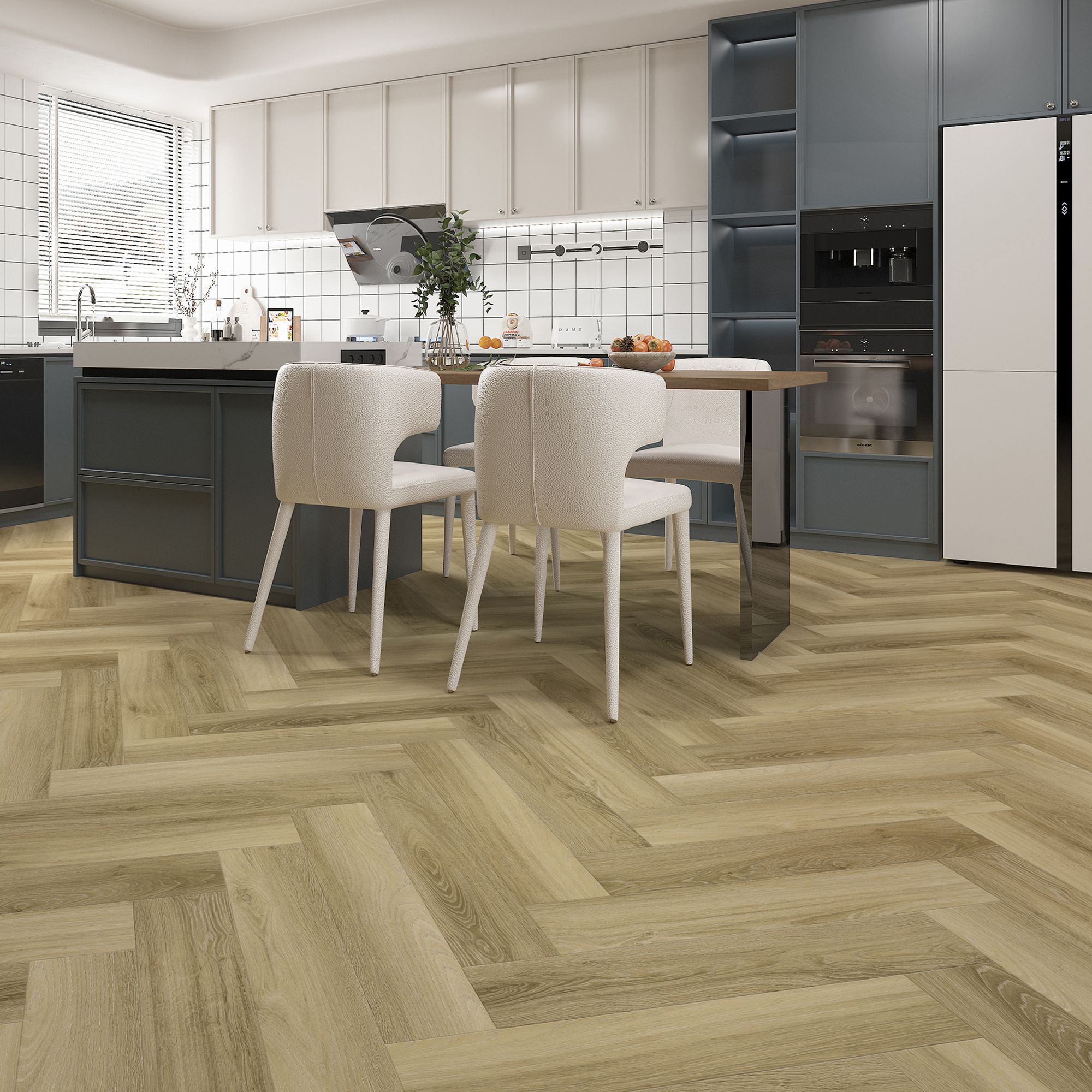 Blond Natural Wood effect Textured Herringbone Click vinyl Planks, 0.78m²