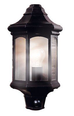 Blooma Aleus Black Incandescent PIR Outdoor Wall light 60W