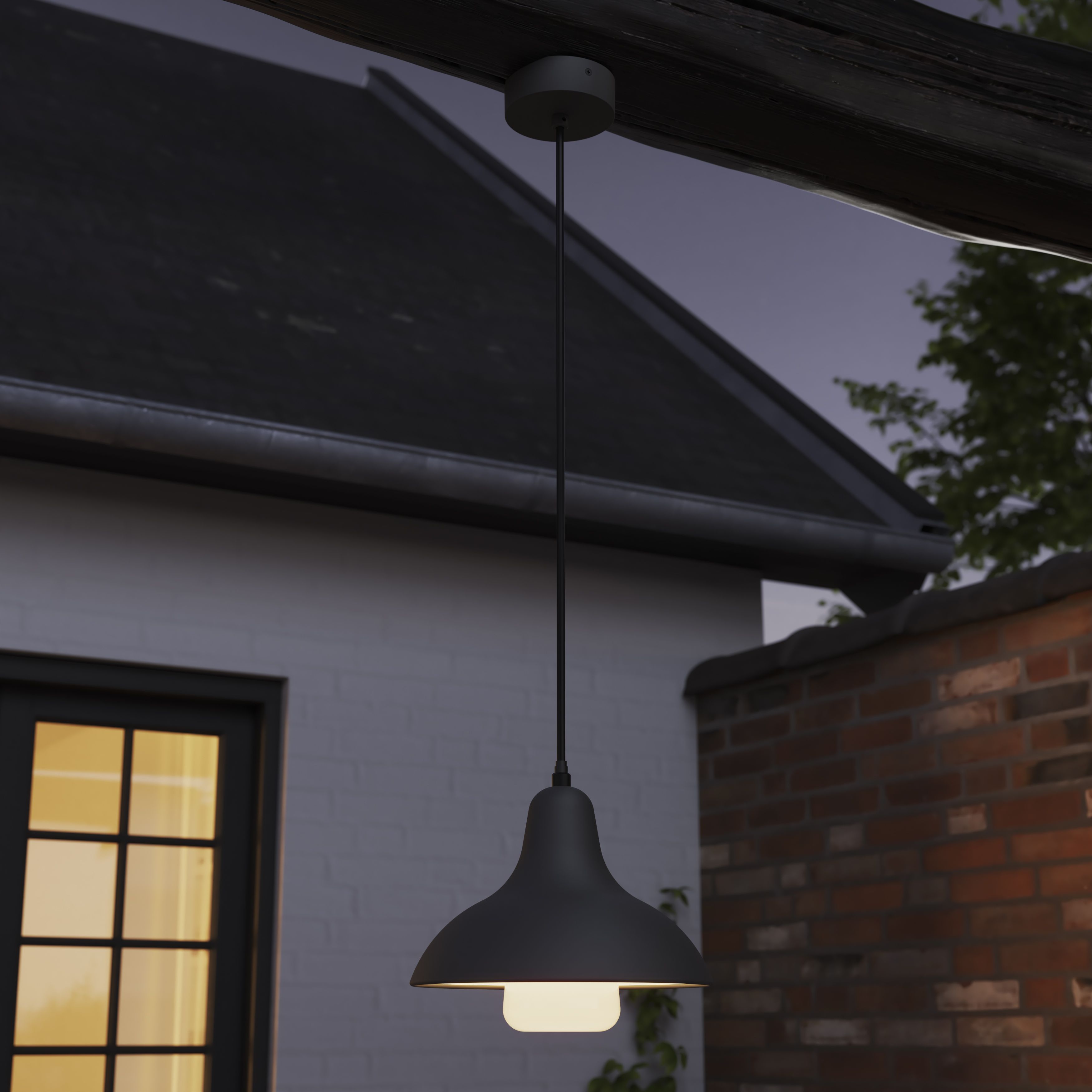 Blooma Barn Dark grey Pendant ceiling light, (Dia)280mm