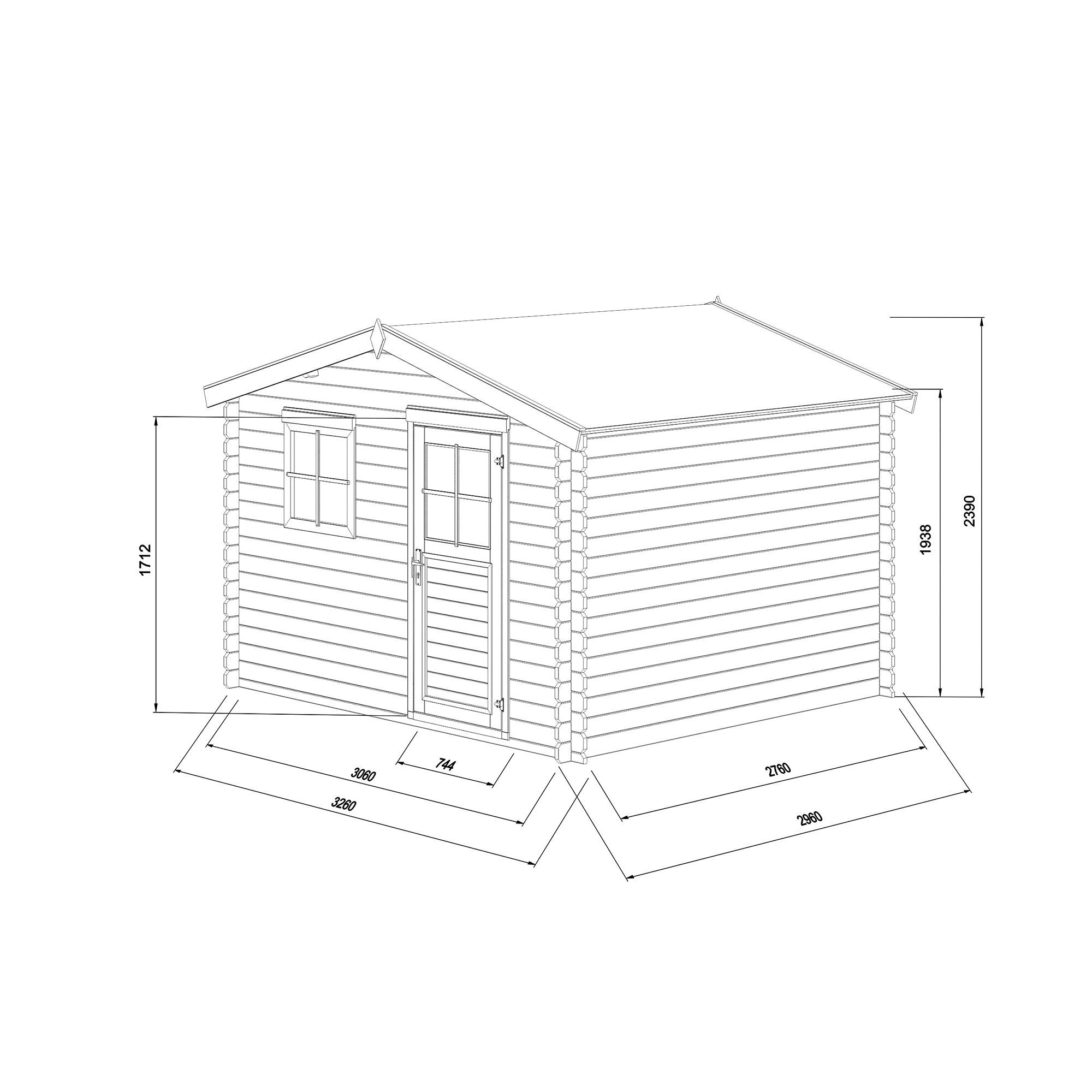 Blooma Belaïa 10x9 ft Apex Naturel Wooden Shed & 1 window