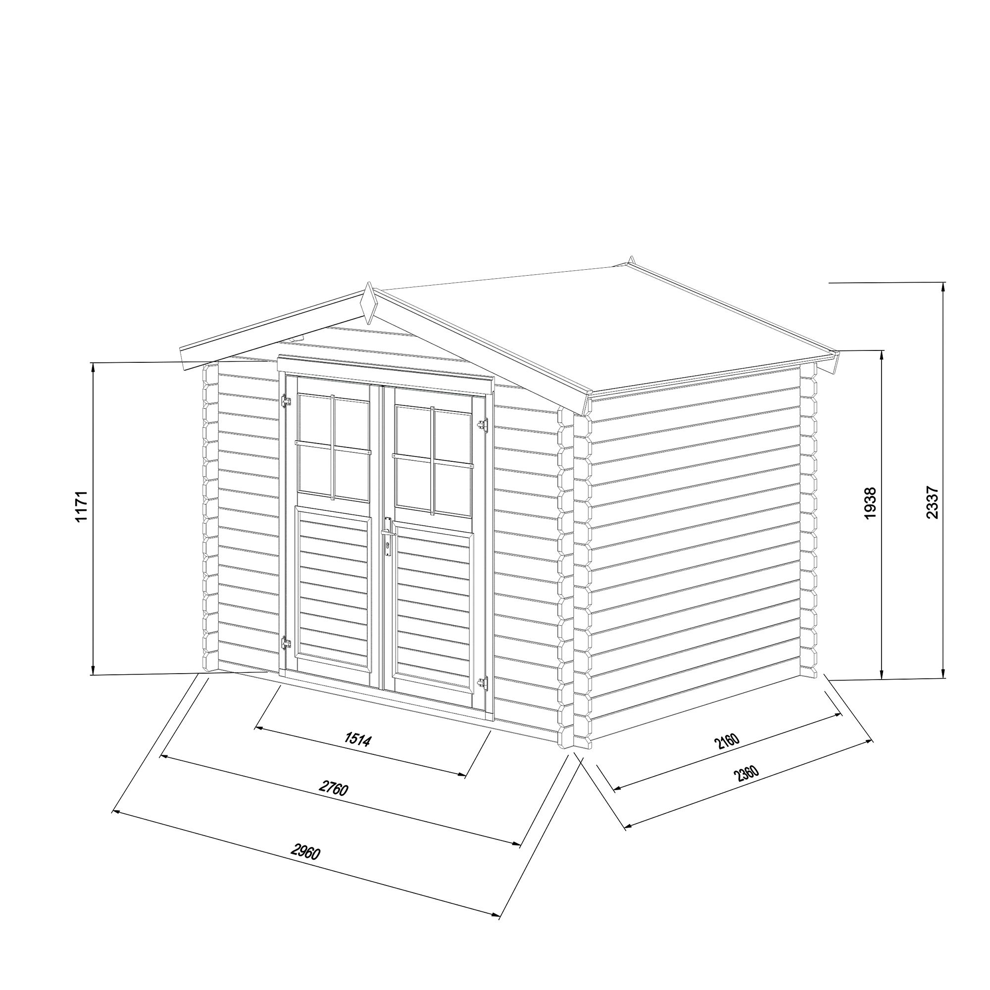 Blooma Belaïa 9x7 ft Apex Wooden Shed