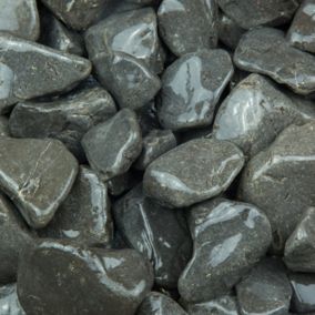 Blooma Black 40-90mm Stone Pebbles, 22.5kg Bag