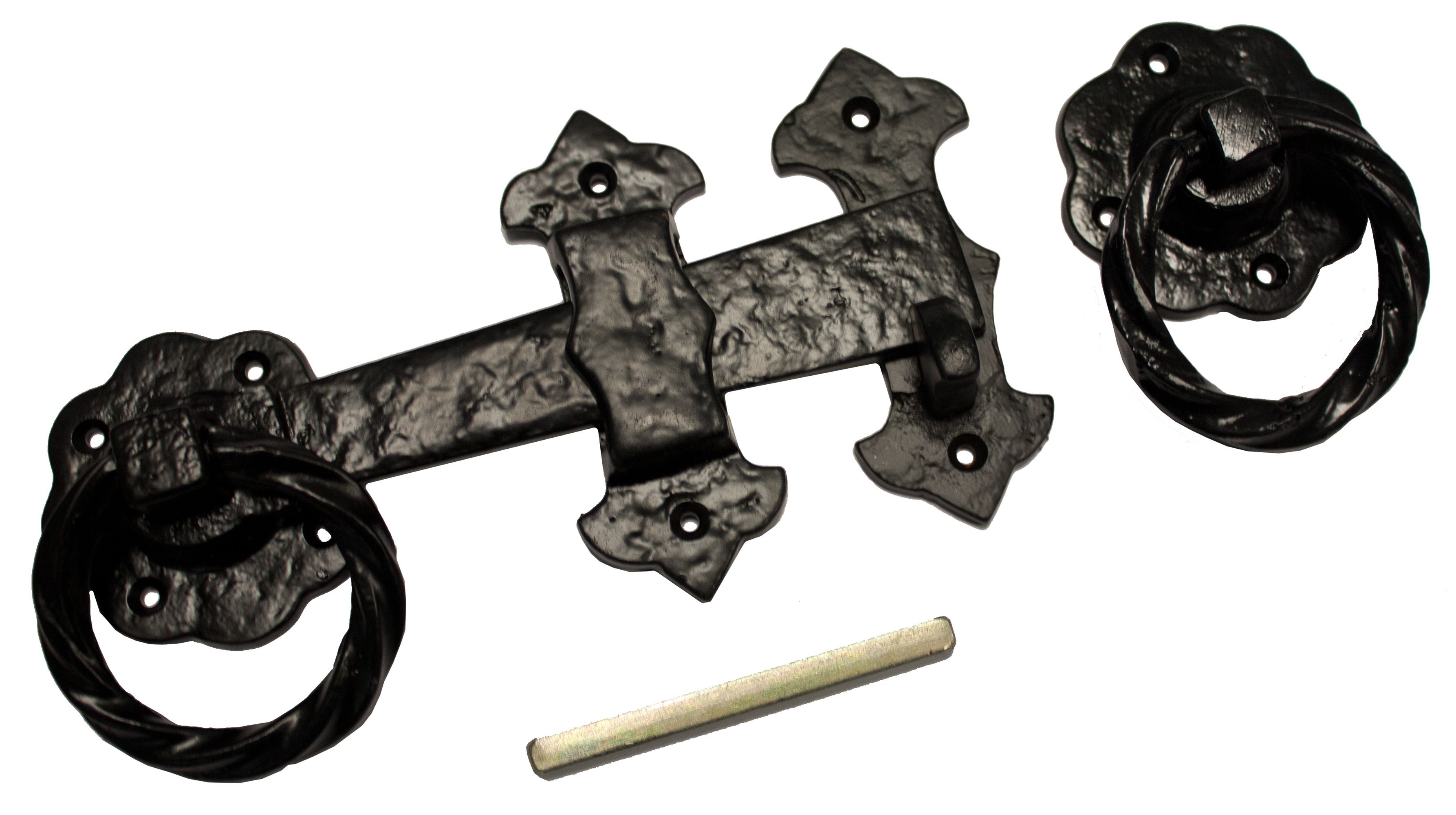 Blooma Black Antique effect Iron Ring gate latch, (L)152mm