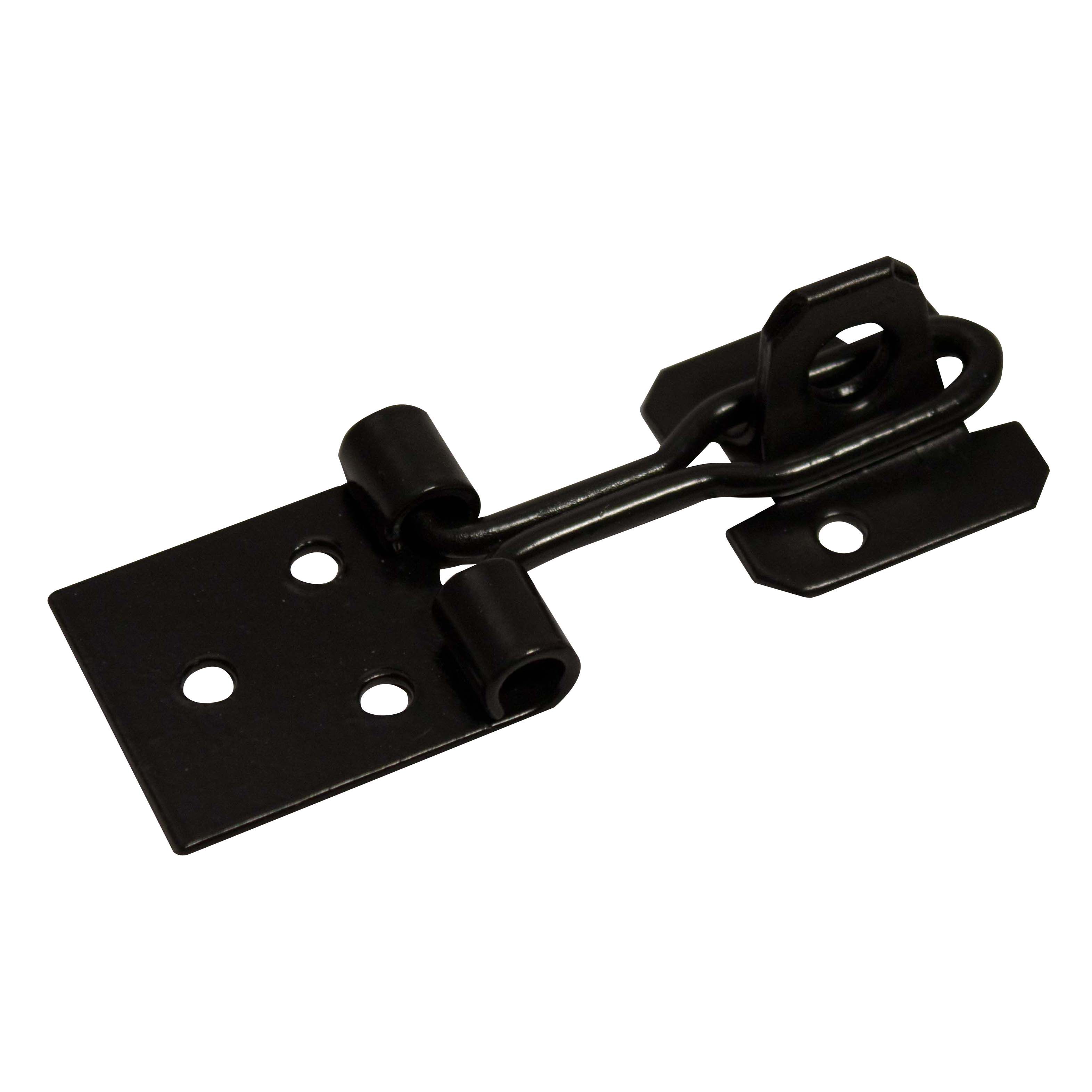 Blooma Black Steel Hasp & staple, (L)76mm (W)28mm