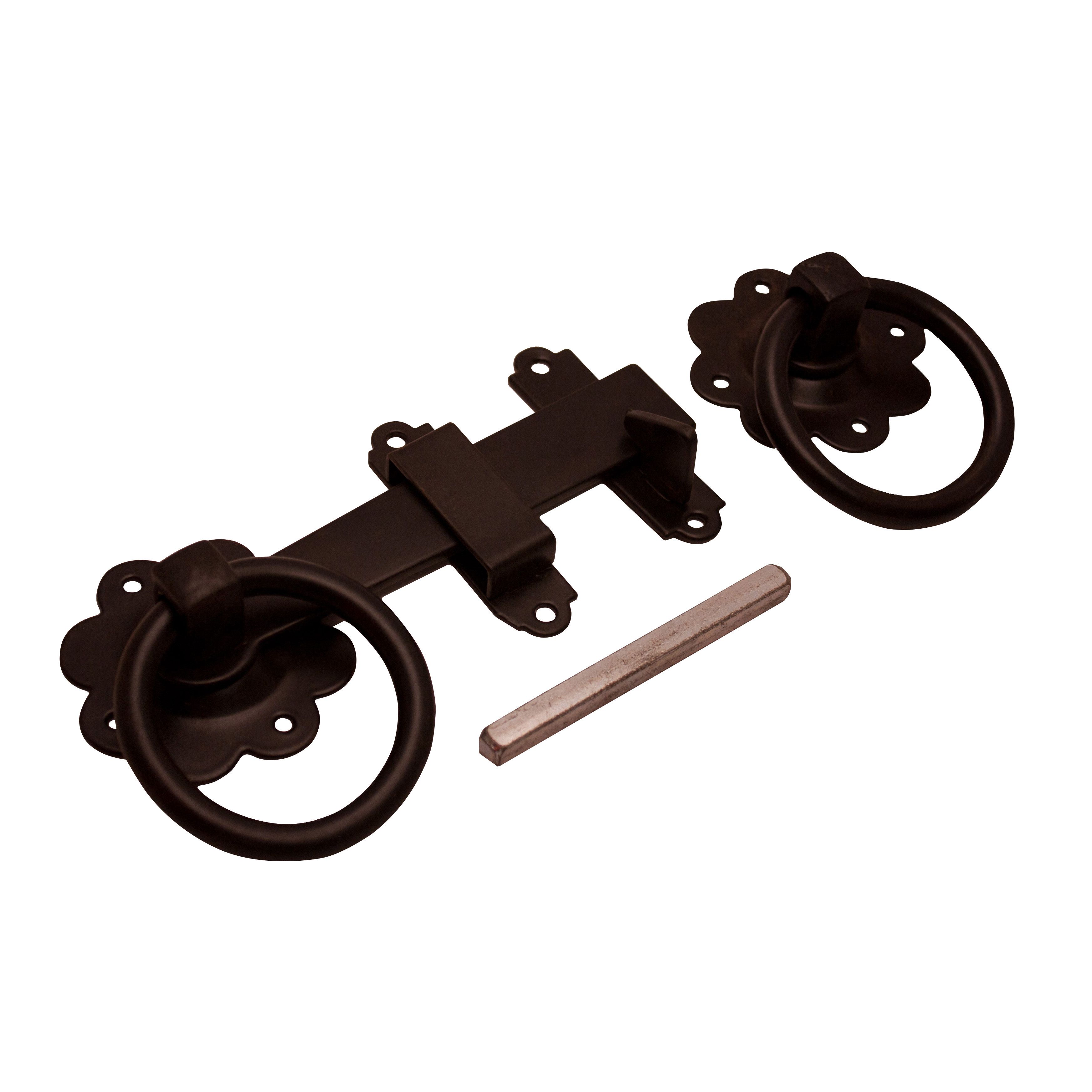 Blooma Black Steel Ring gate latch, (L)152mm | DIY at B&Q