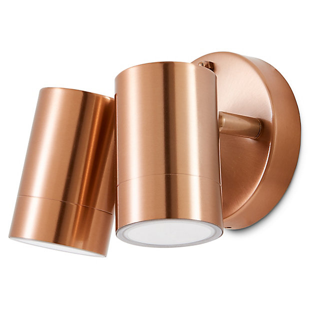 Blooma Blooma Candiac Copper effect Mains-powered LED Outdoor Double Wall light 380lm 