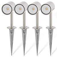 Blooma Candiac Silver effect LED Spike light (D)60mm, Pack of 4