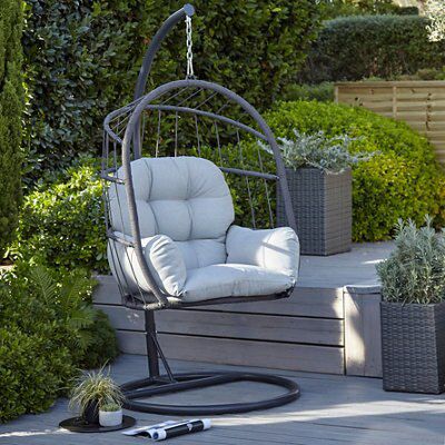 Blooma Cannock Grey Plastic Foldable Egg Chair