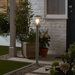 Blooma Chignik Silver effect Mains-powered 1 lamp Halogen Post lantern (H)1000mm