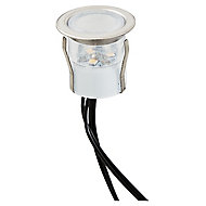 Blooma Coldstrip Brushed Silver effect Mains-powered Blue LED Round Decking light, Pack of 10