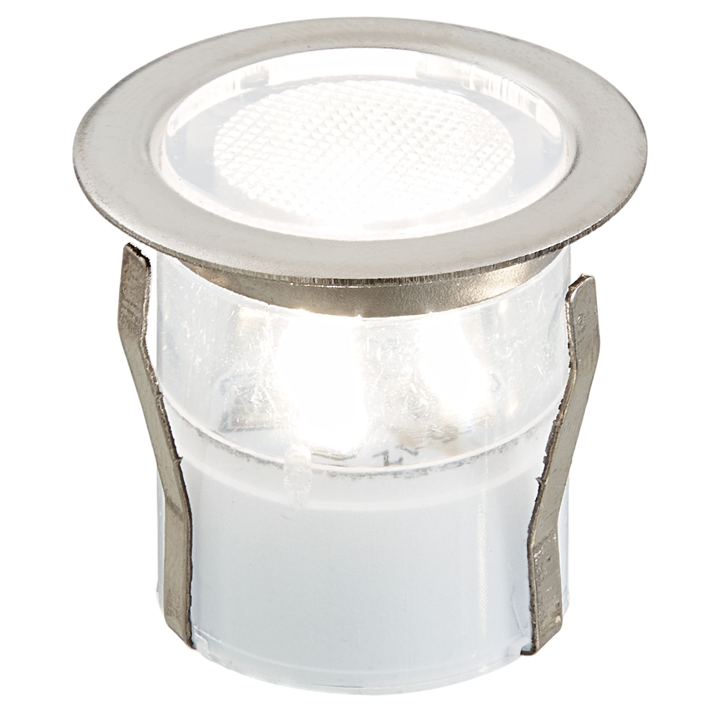 Blooma Coldstrip Brushed Silver effect Mains-powered Neutral white LED Round Decking light, Pack of 10
