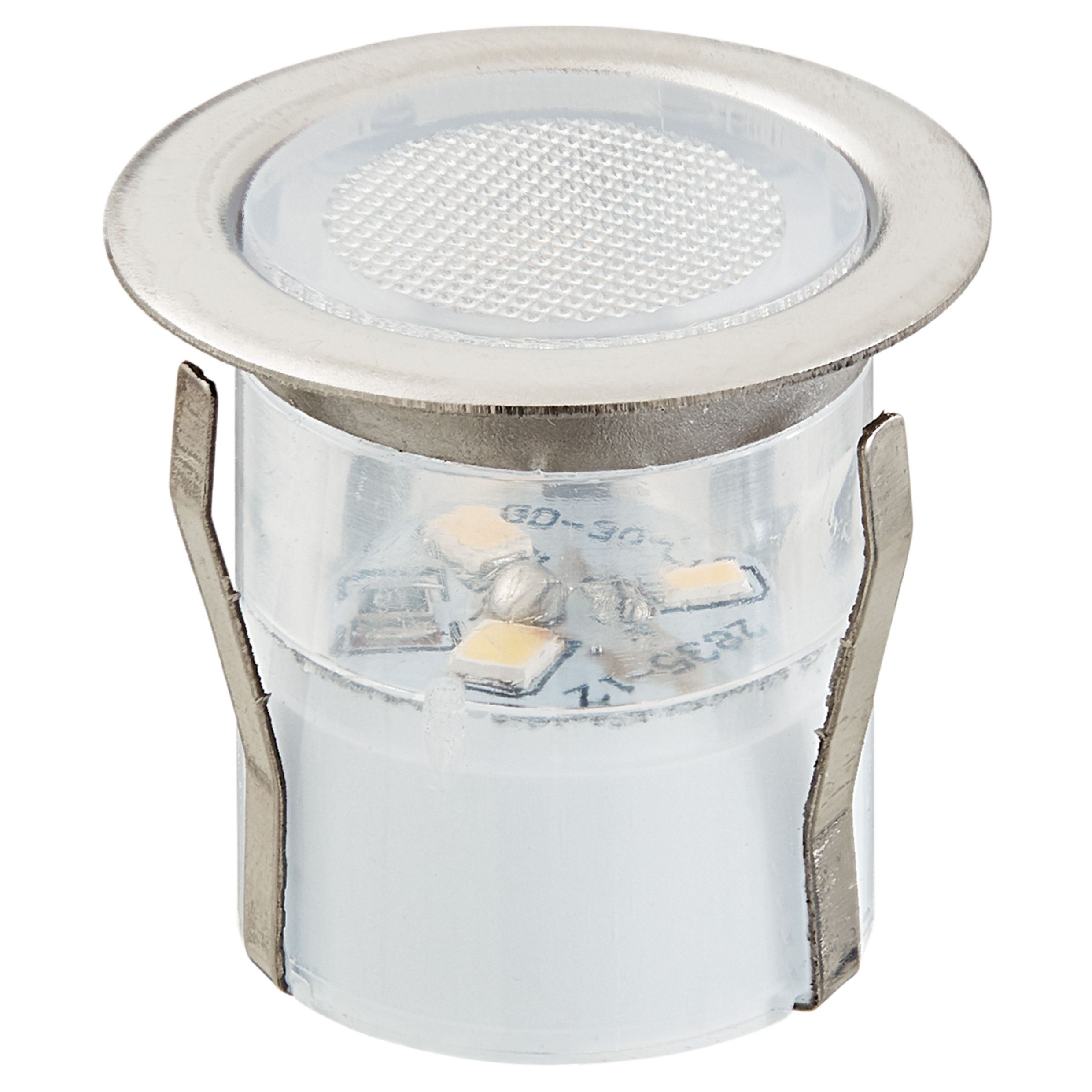 Blooma Coldstrip Brushed Silver effect Mains-powered Neutral white LED Round Decking light, Pack of 10