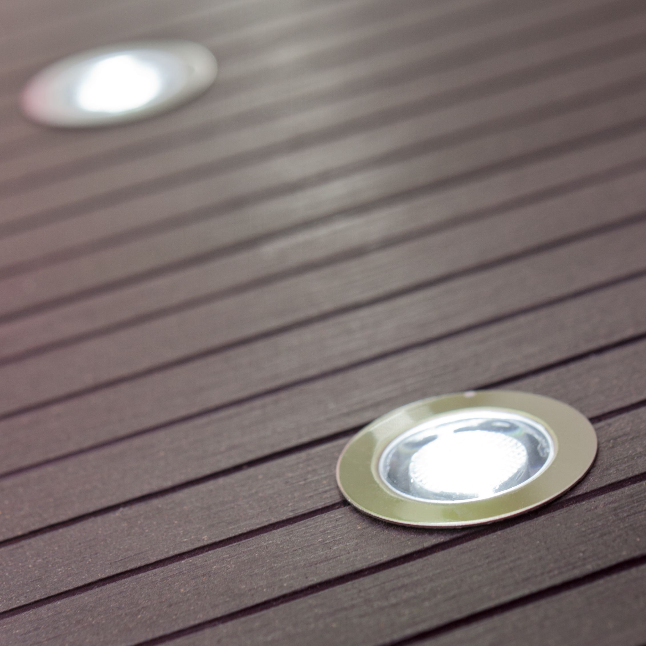 Blooma Coldstrip Brushed Silver effect Mains-powered Neutral white LED Round Decking light, Pack of 10