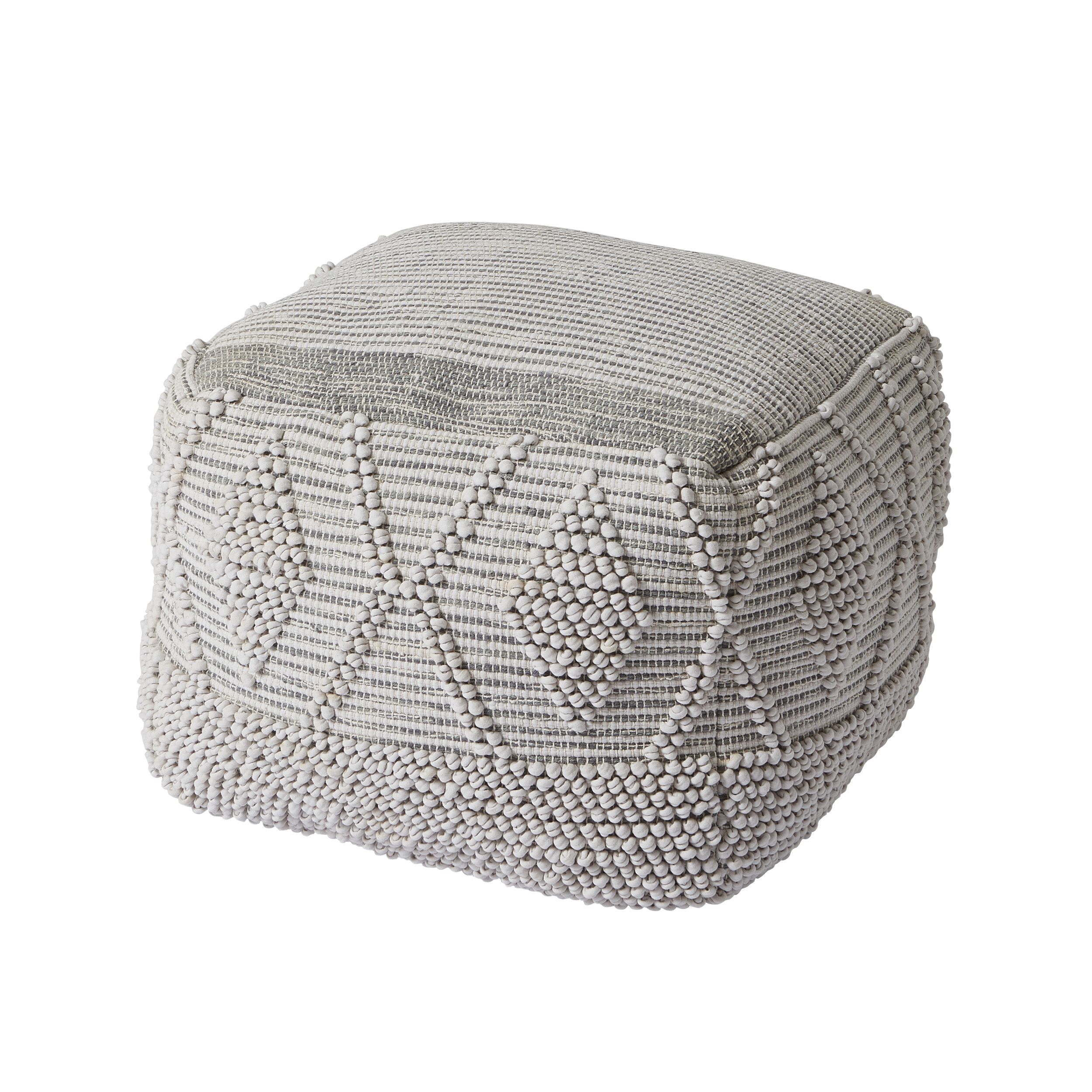 Blooma Crochet stitch Grey Square Pouffe
